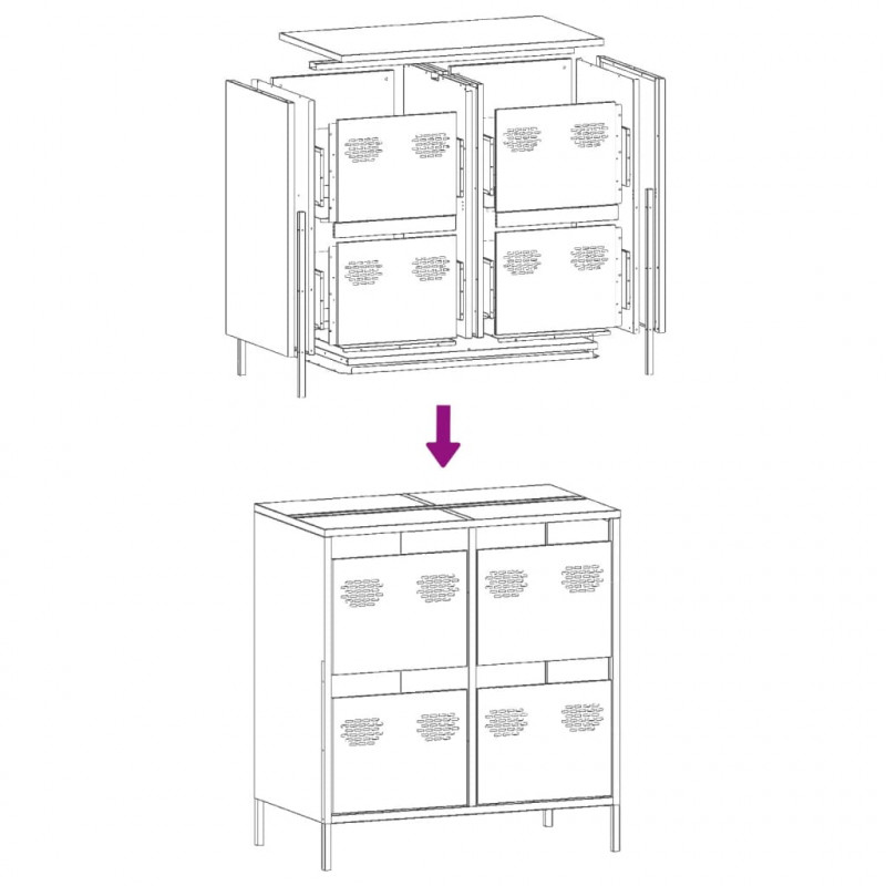 Szafka, różowa, 68x39x73,5 cm, stal walcowana na zimno