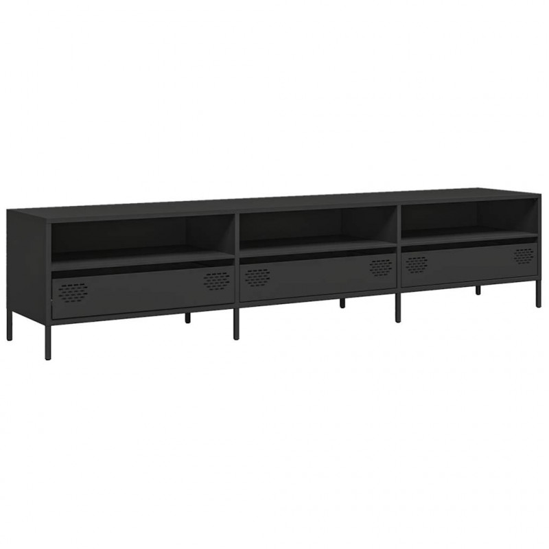 Szafka RTV, czarna, 202x39x43,5 cm, stal walcowana na zimno