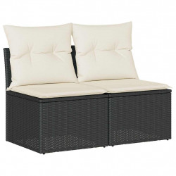 4-cz. sofa ogrodowa z poduszkami, czarny rattan PE i akacja