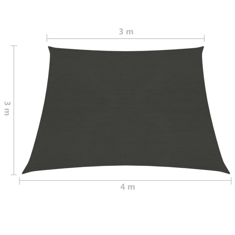 Żagiel przeciwsłoneczny, 160 g/m², antracytowy, 3/4x3 m, HDPE