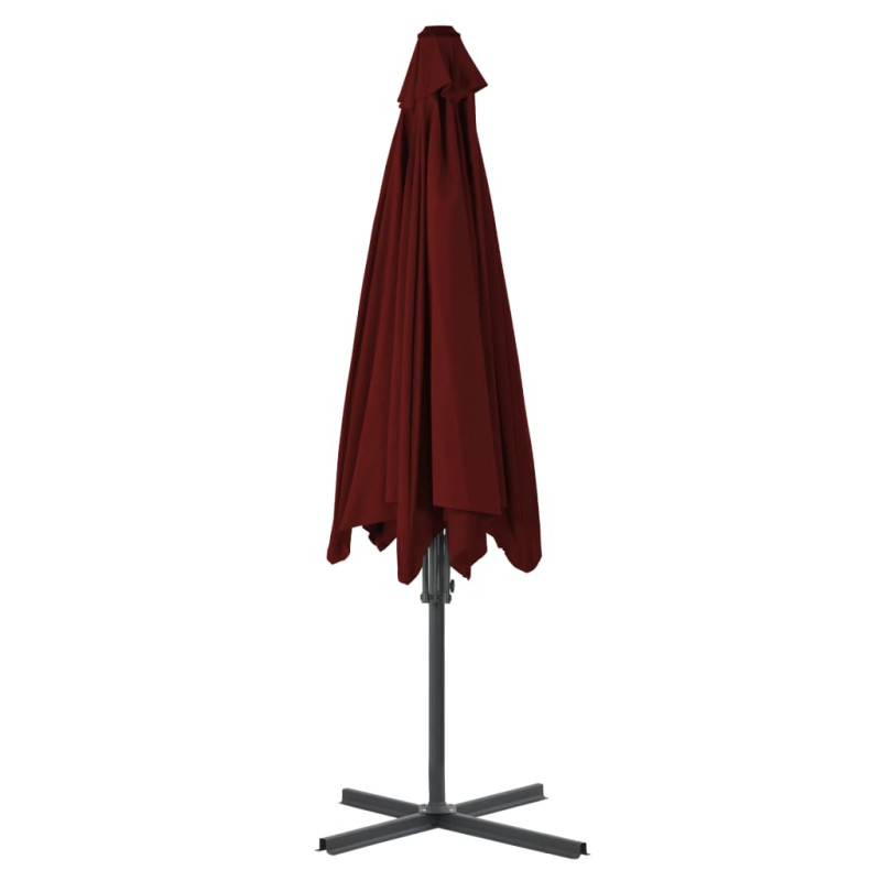 Parasol ogrodowy na stalowym słupku, bordowy, 300x230 cm