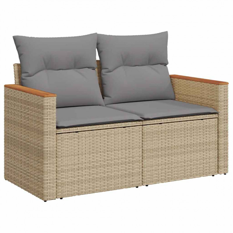 6-cz. zestaw mebli ogrodowych z poduszkami, beżowy, polirattan