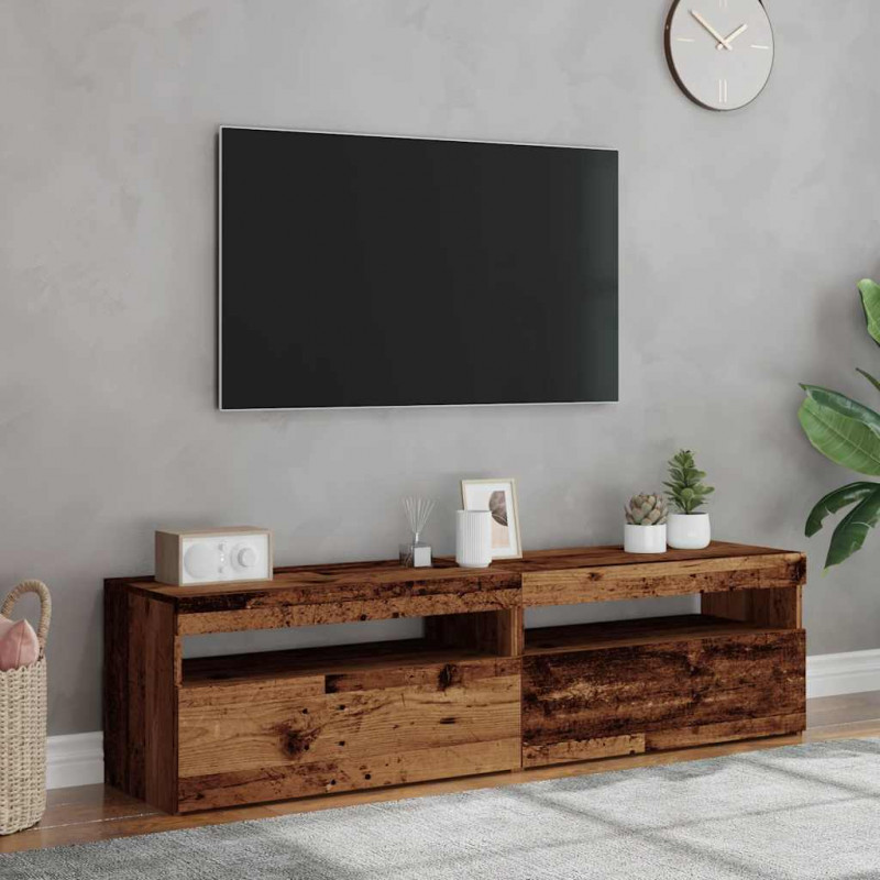 Szafki z LED, 2 szt., stare drewno, materiał drewnopochodny