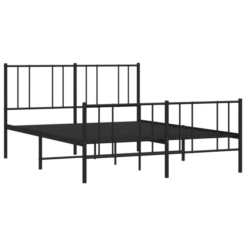 Metalowa rama łóżka z wezgłowiem i zanóżkiem, czarna, 120x200cm