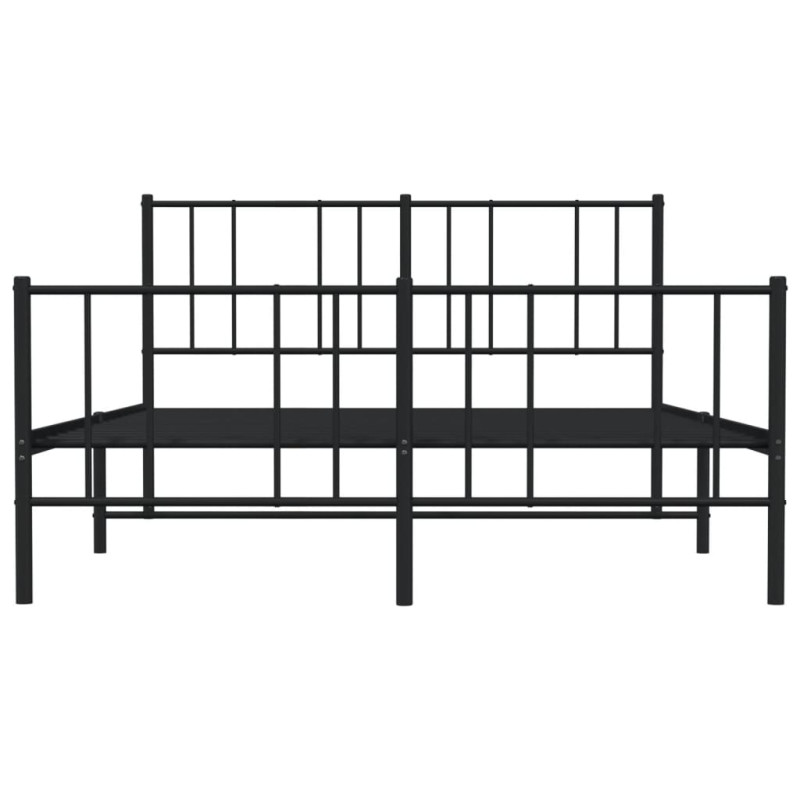 Metalowa rama łóżka z wezgłowiem i zanóżkiem, czarna, 120x200cm