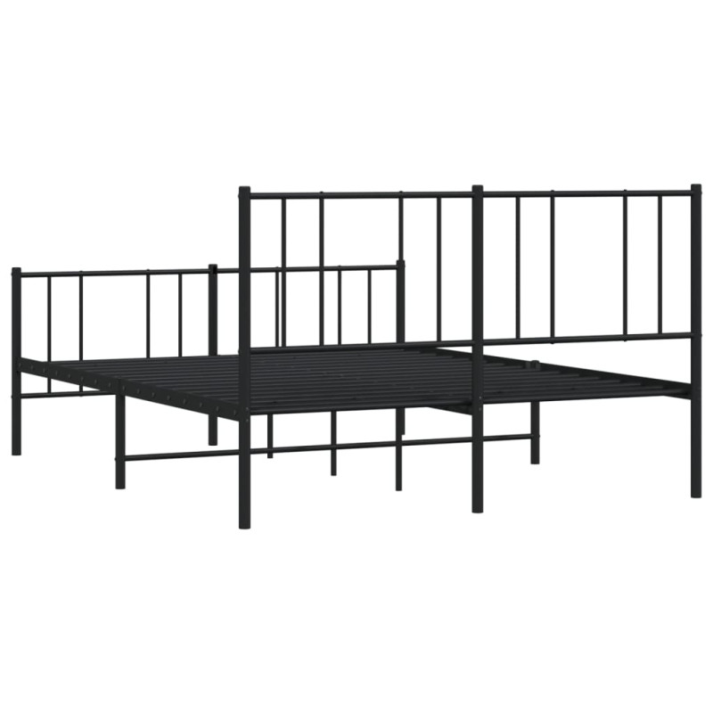 Metalowa rama łóżka z wezgłowiem i zanóżkiem, czarna, 120x200cm