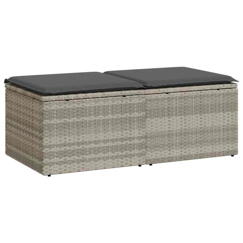 2-cz sofa ogrodowa z poduszkami, jasnoszary, rattan PE i akacja