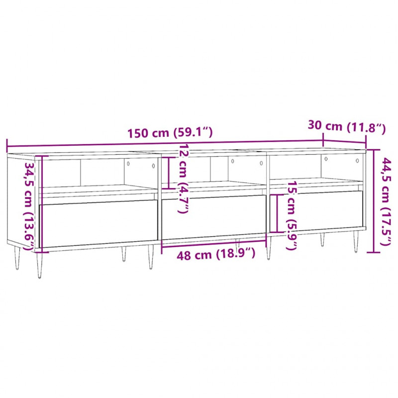Szafka pod TV, stare drewno, 150x30x44,5 cm
