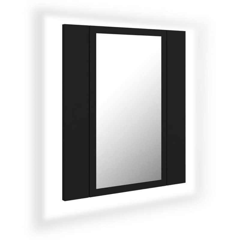 Szafka łazienkowa z lustrem i LED, czarna, 40x12x45 cm, akryl