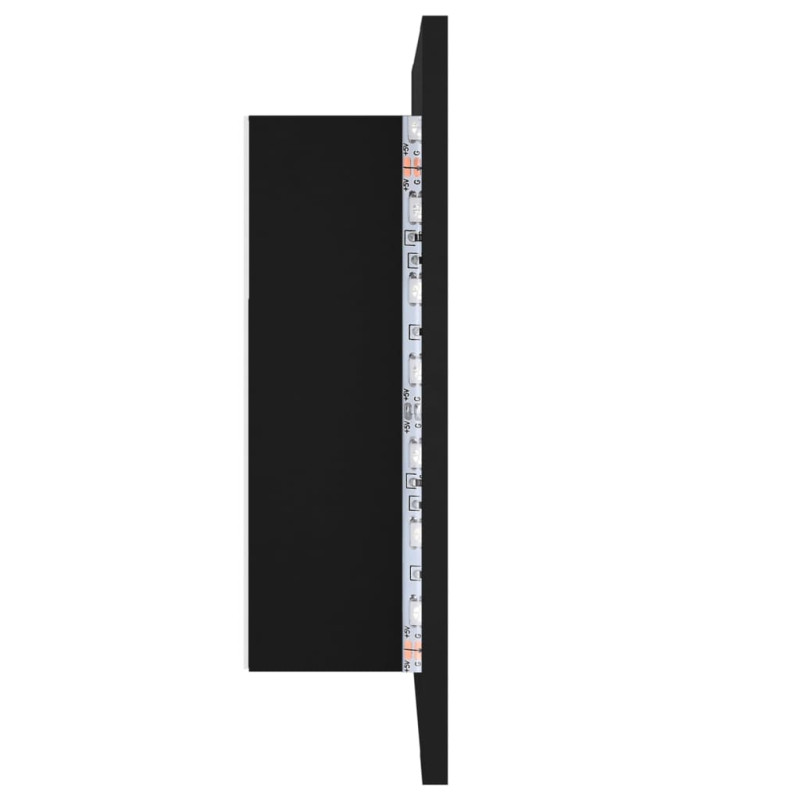 Szafka łazienkowa z lustrem i LED, czarna, 40x12x45 cm, akryl