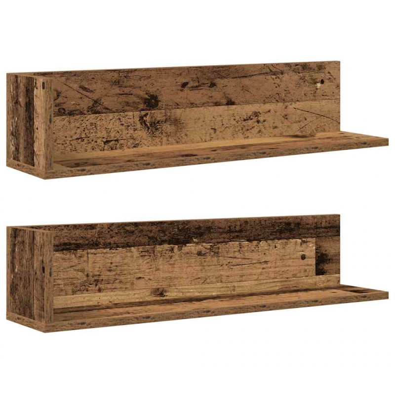 Półki ścienne, 2 szt., stare drewno, 75x16,5x16,5 cm