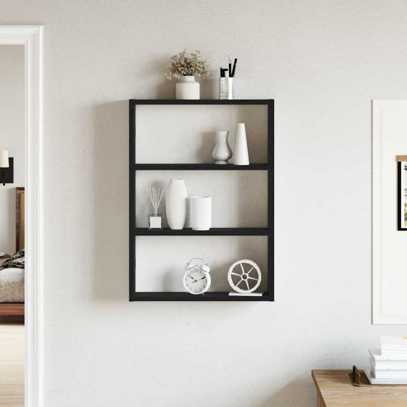 Półka ścienna, czarna, 43x9x60 cm, materiał drewnopochodny