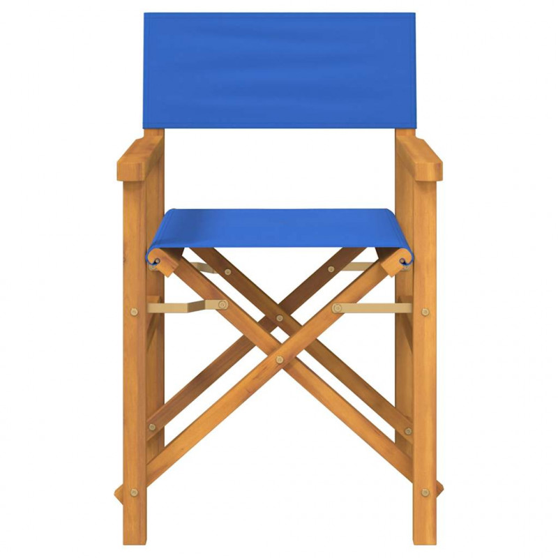 Składane krzesła reżyserskie, 2 szt., niebieskie, drewno tekowe
