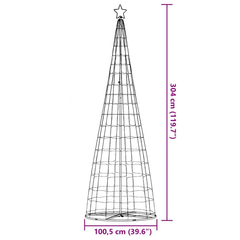 Stożkowa choinka z lampek, 550 niebieskich LED, 304 cm