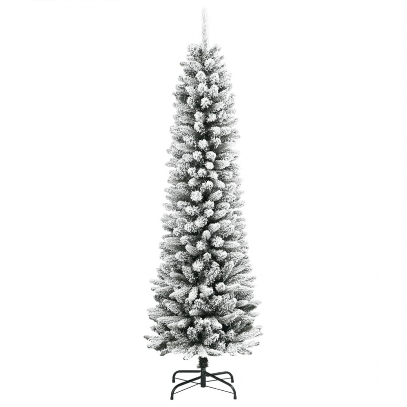 Sztuczna, smukła choinka pokryta śniegiem, 240 cm, PVC i PE