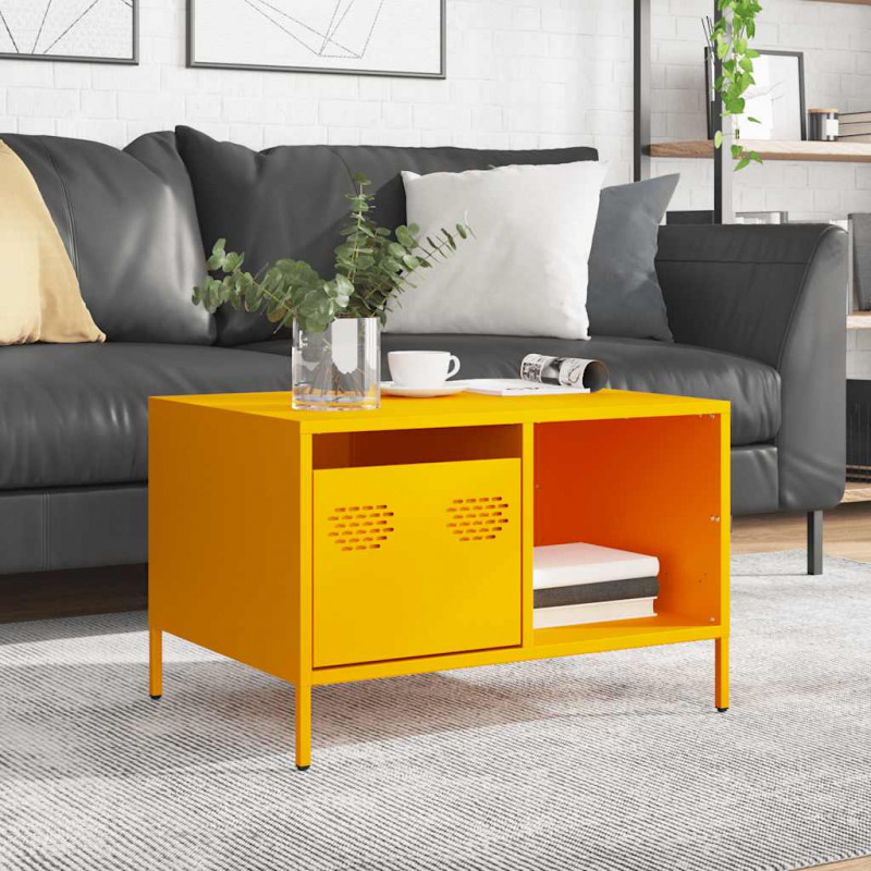 Stolik kawowy musztarda 68,5x50x43,5 cm stal walcowana na zimno