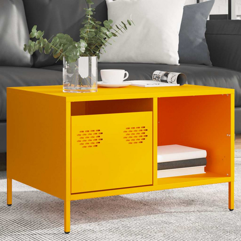 Stolik kawowy musztarda 68,5x50x43,5 cm stal walcowana na zimno