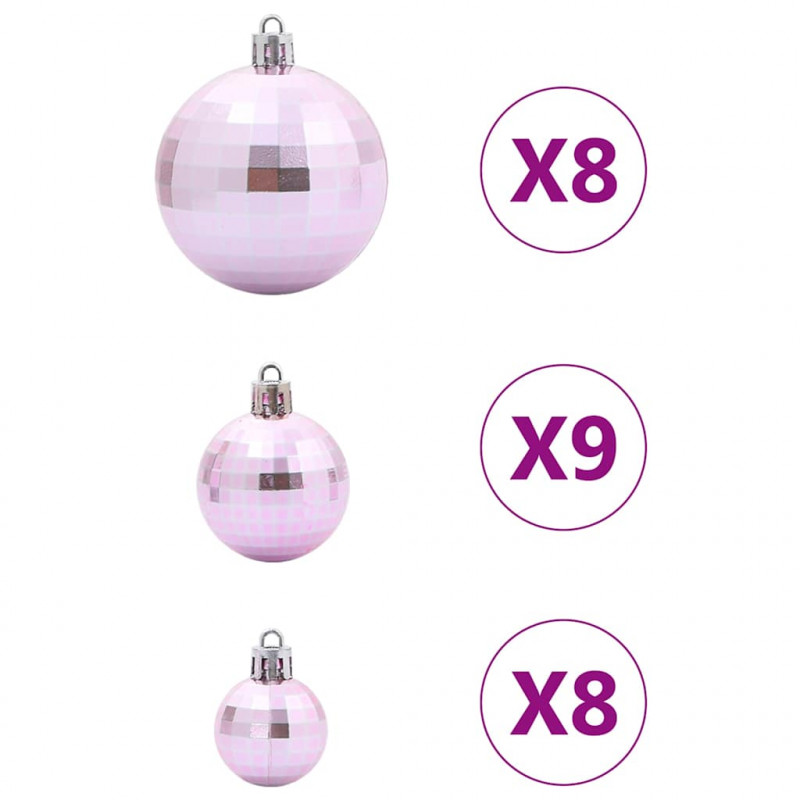 Bombki świąteczne, 98 szt., różowe, Ø3/4/6 cm
