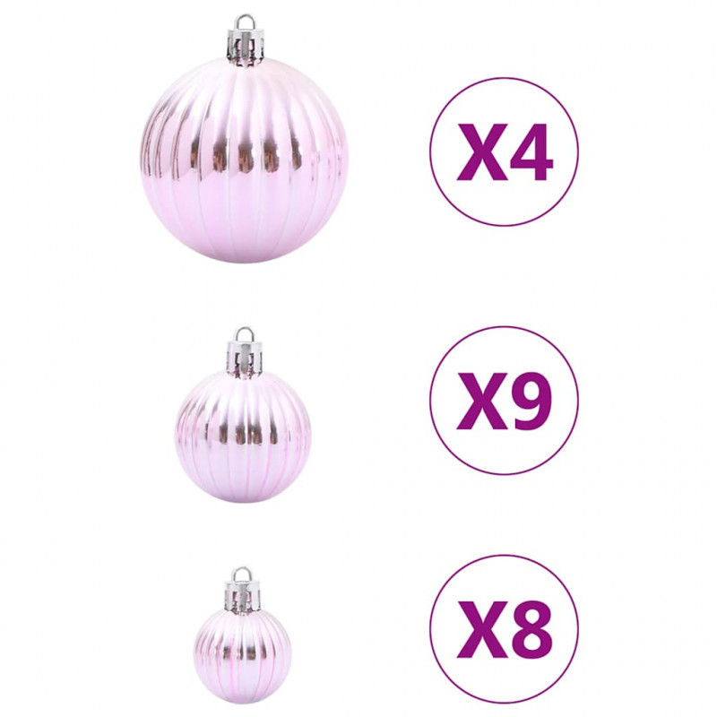 Bombki świąteczne, 98 szt., różowe, Ø3/4/6 cm