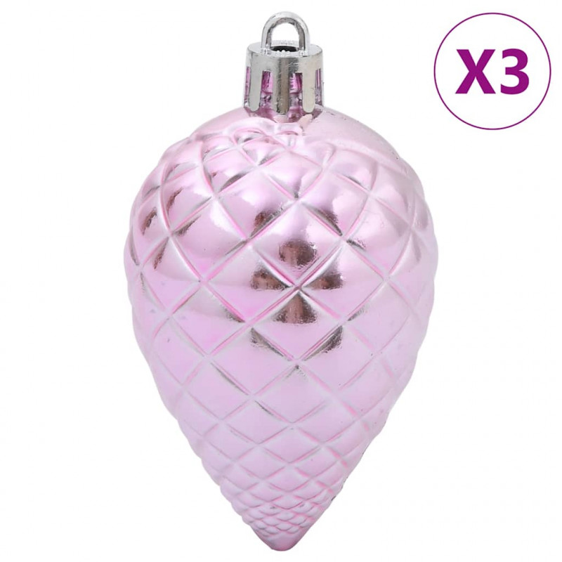 Bombki świąteczne, 98 szt., różowe, Ø3/4/6 cm