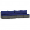 4-osobowa sofa ogrodowa z poduszkami, szary rattan PE