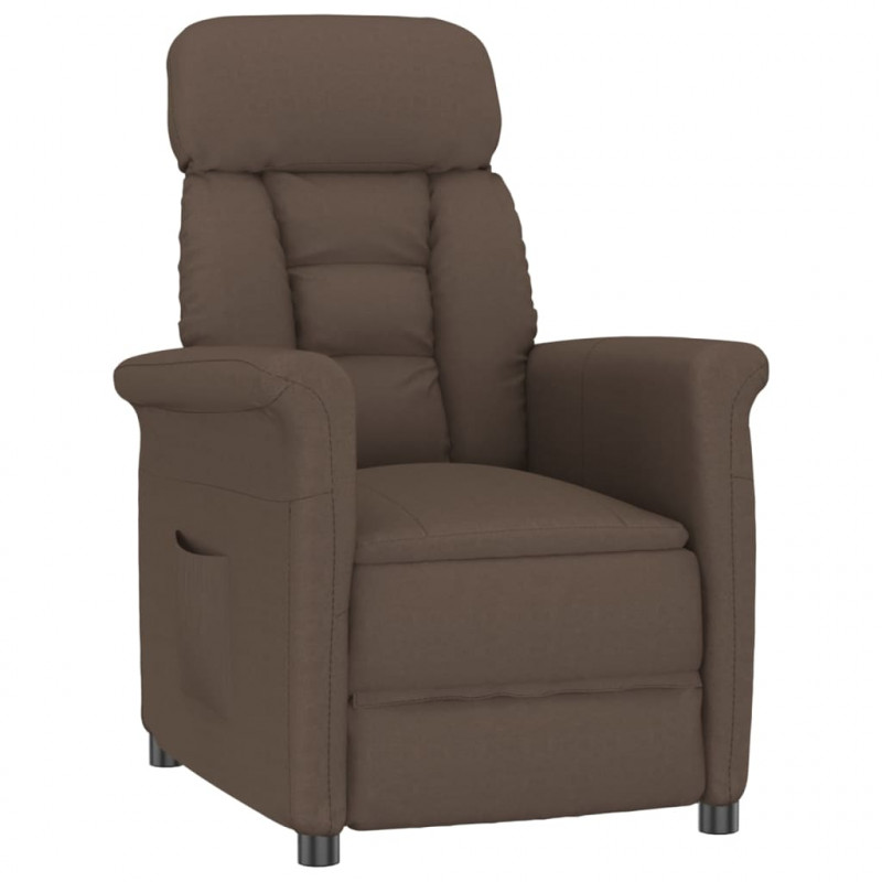 Fotel rozkładany, brązowy, sztuczna skóra zamszowa