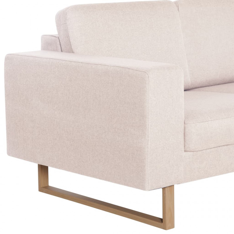 Sofa 3-osobowa, tapicerowana tkaniną, kremowa