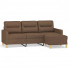 3-osobowa sofa z podnóżkiem, brązowy, 180 cm, tkaniną