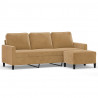 3-osobowa sofa z podnóżkiem, brązowy, 180 cm, aksamit