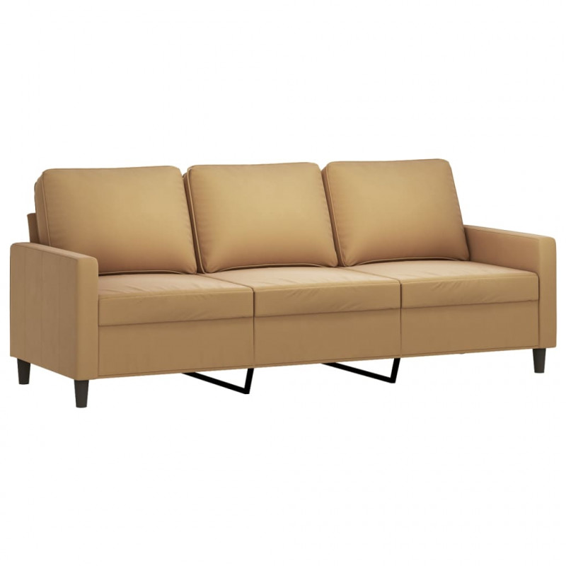 3-osobowa sofa z podnóżkiem, brązowy, 180 cm, aksamit