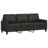 3-osobowa sofa z podnóżkiem, czarna, 180 cm, tkaniną