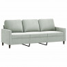 3-osobowa sofa z podnóżkiem, jasnoszara, 180 cm, aksamit