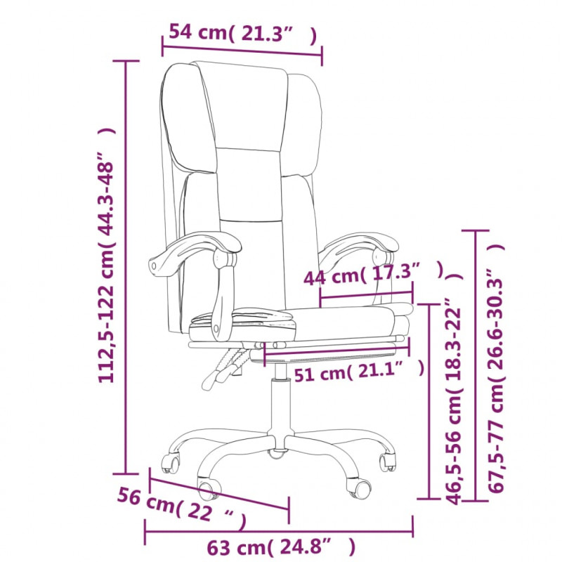 Rozkładany fotel biurowy, różowy, sztuczna skóra