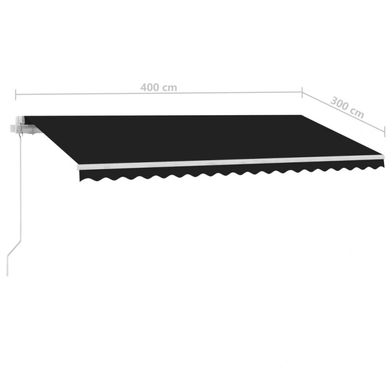 Ręcznie zwijana markiza z LED, 400 x 300 cm, antracytowa
