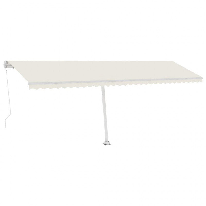 Ręcznie zwijana markiza z LED, 600 x 300 cm, kremowa