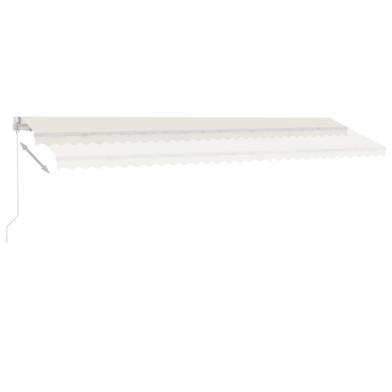 Ręcznie zwijana markiza z LED, 600 x 300 cm, kremowa