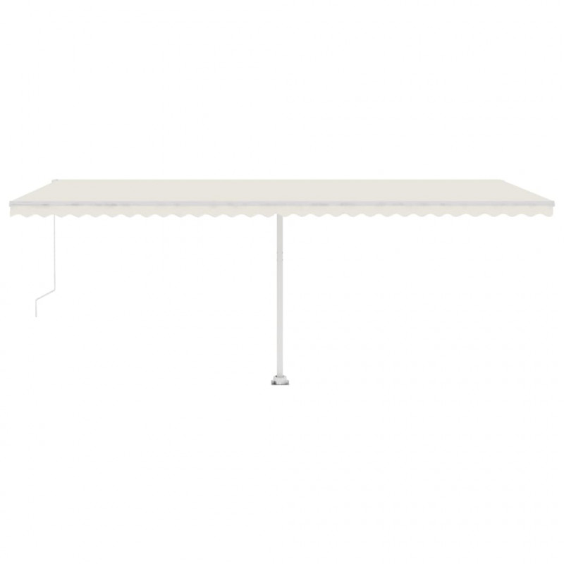 Ręcznie zwijana markiza z LED, 600 x 300 cm, kremowa