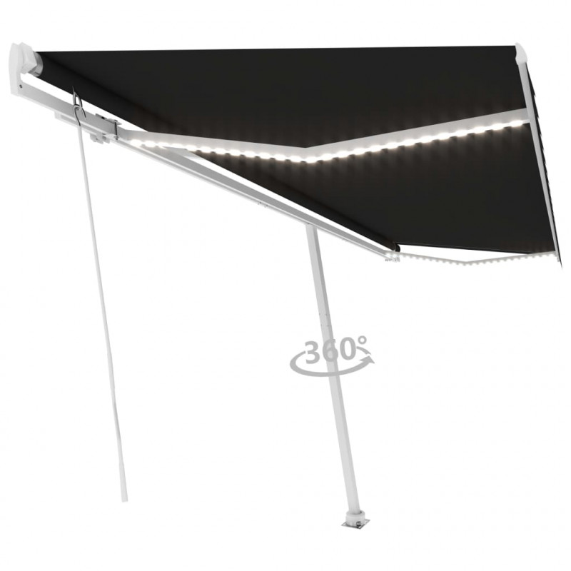 Ręcznie zwijana markiza z LED, 500 x 300 cm, antracytowa