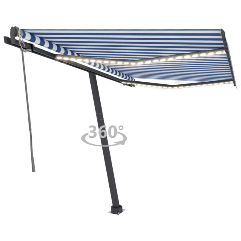 Automatycznie zwijana markiza, LED i czujnik wiatru, 300x250 cm