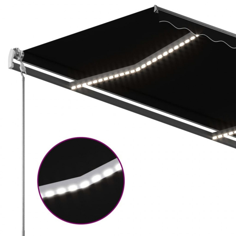 Ręcznie zwijana markiza z LED, 450 x 300 cm, antracytowa