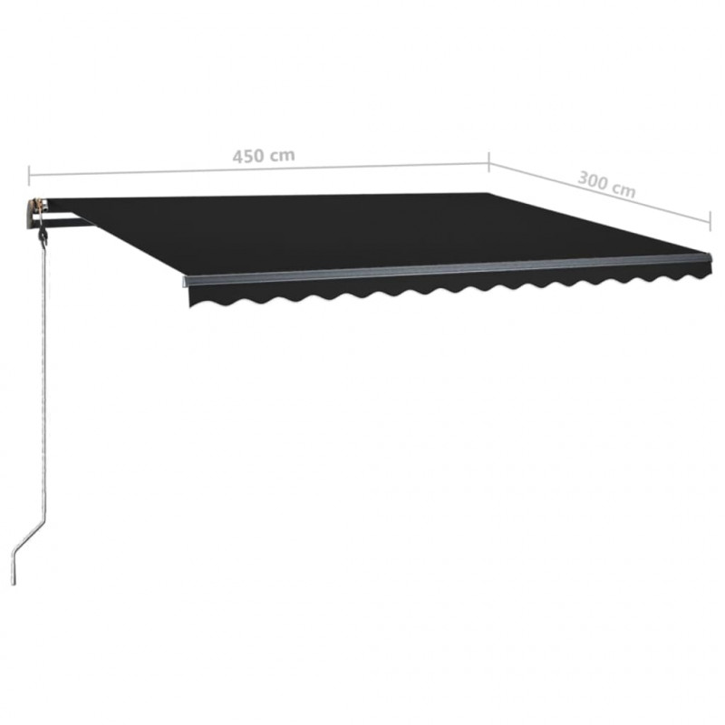 Ręcznie zwijana markiza z LED, 450 x 300 cm, antracytowa