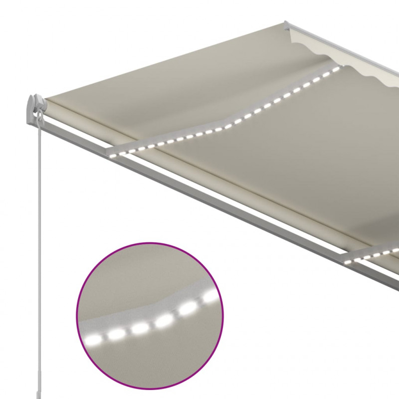 Automatycznie zwijana markiza, LED i czujnik wiatru, 3x2,5 m