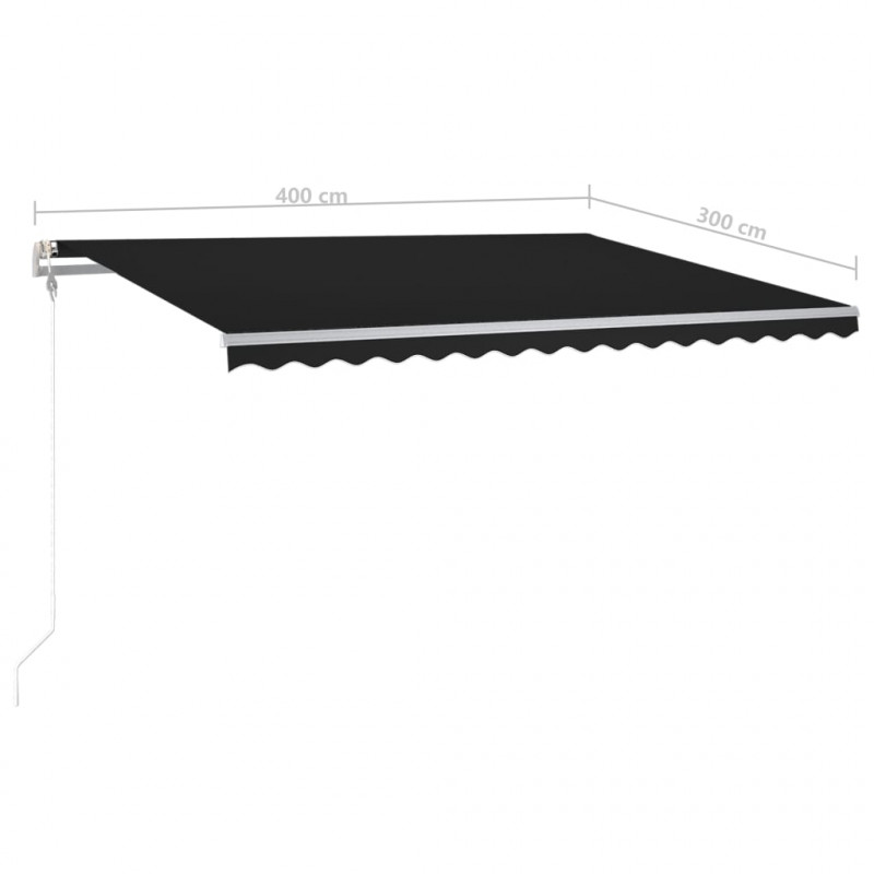 Ręcznie zwijana markiza z LED, 4x3 m, antracytowa