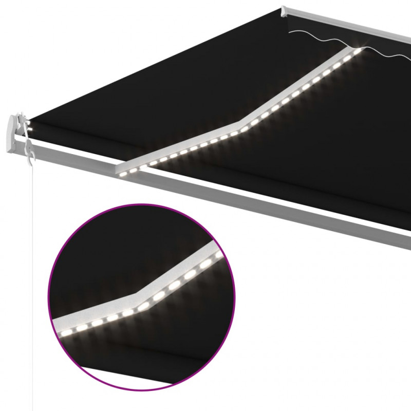 Ręcznie zwijana markiza z LED, 5x3 m, antracytowa