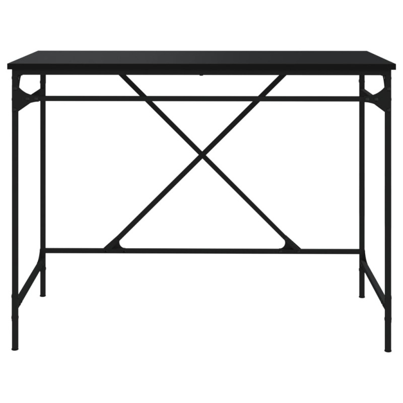 Biurko, czarne, 100x50x75 cm, materiał drewnopochodny i żelazo
