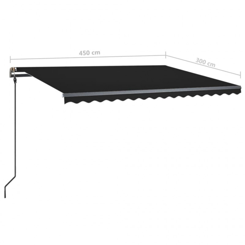 Ręcznie zwijana markiza z LED, 4,5x3 m, antracytowa