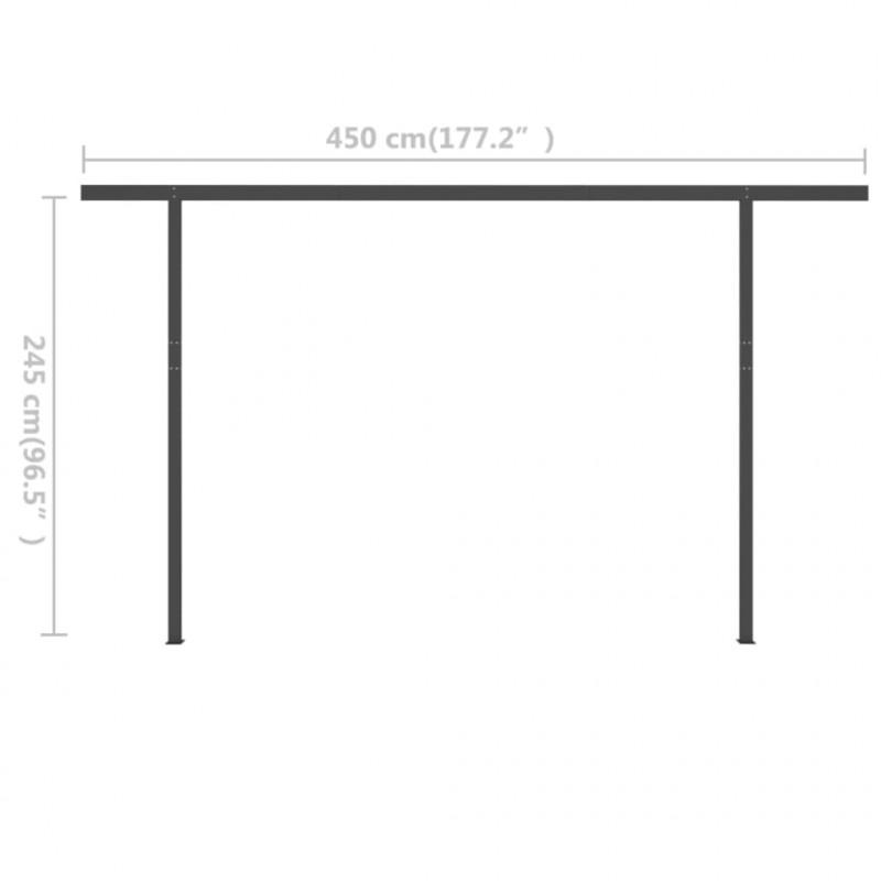 Ręcznie zwijana markiza ze słupkami, 5x3 m, antracytowa
