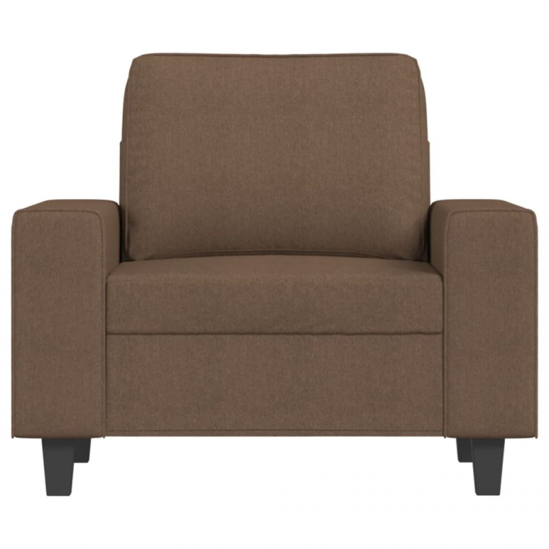 Fotel z podnóżkiem, brązowy, 60 cm, obity tkaniną