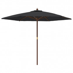 Parasol ogrodowy na drewnianym słupku, czarny, 299x240 cm