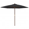 Parasol ogrodowy na drewnianym słupku, czarny, 299x240 cm